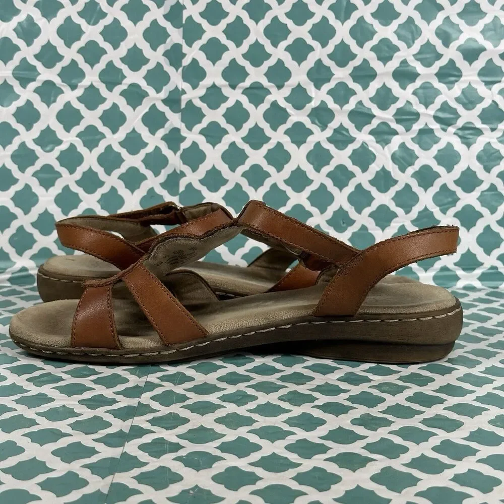 Soul Naturalizer Belle Sandals Women’s Size 9M Brown Leather Ankle Strap Studded